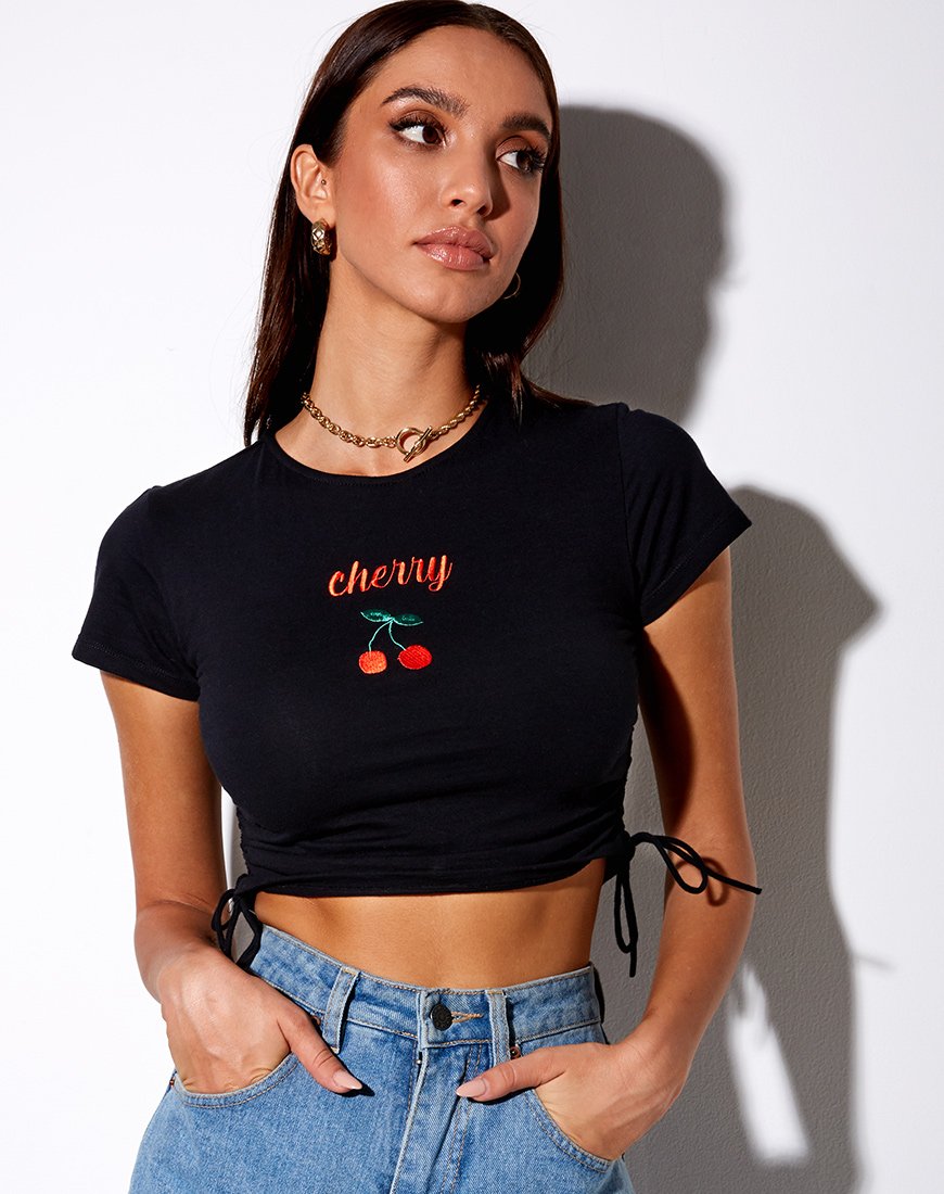 Doga Crop Top in Schwarz Kirsche Embro