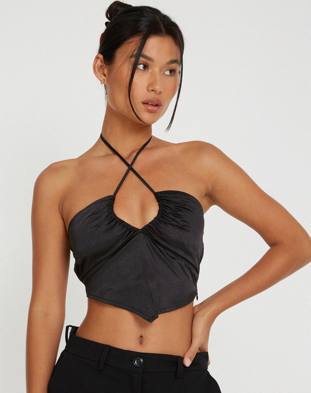 Domila-Platte in Schwarz Satin