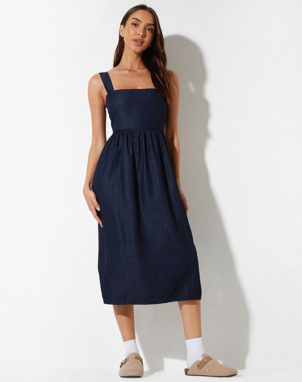 Doraya Midikleid aus Denim Blue Chambray
