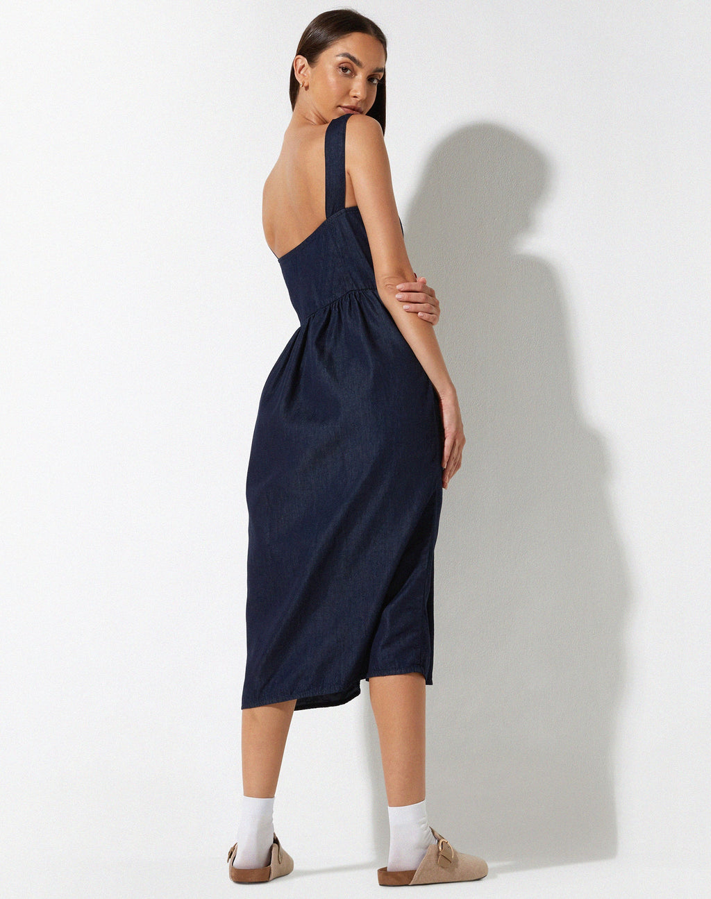 Doraya Midikleid aus Denim Blue Chambray