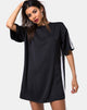 Image of Dore T-Shirt Kleid in Schwarz mit elfenbeinfarbenen Streifen