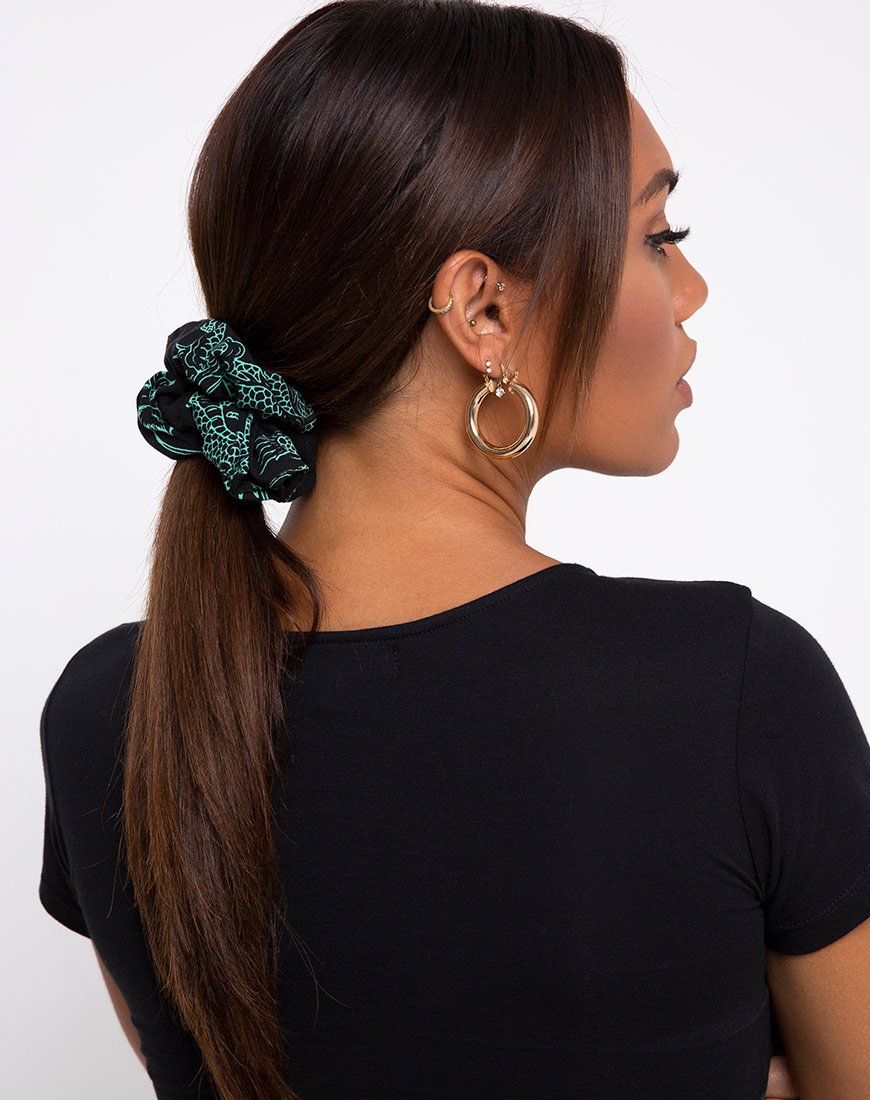 Haargummi in Drachenblume Schwarz und Mint