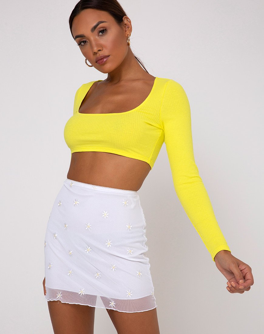 Bild von Drea Crop Top aus Rippstrick in sonnigem Gelb