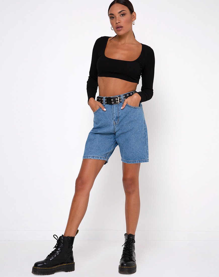 Bild von Drea Crop Top in Rippe Schwarz