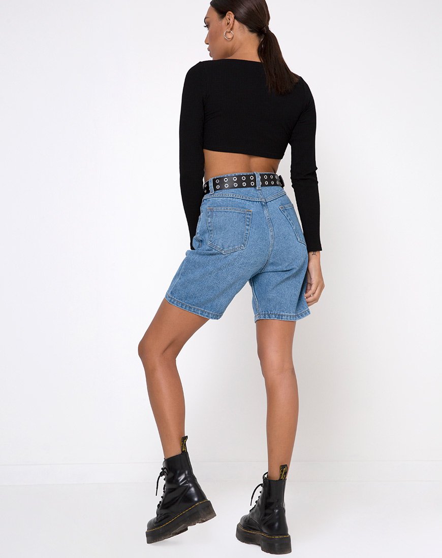 Bild von Drea Crop Top in Rippe Schwarz