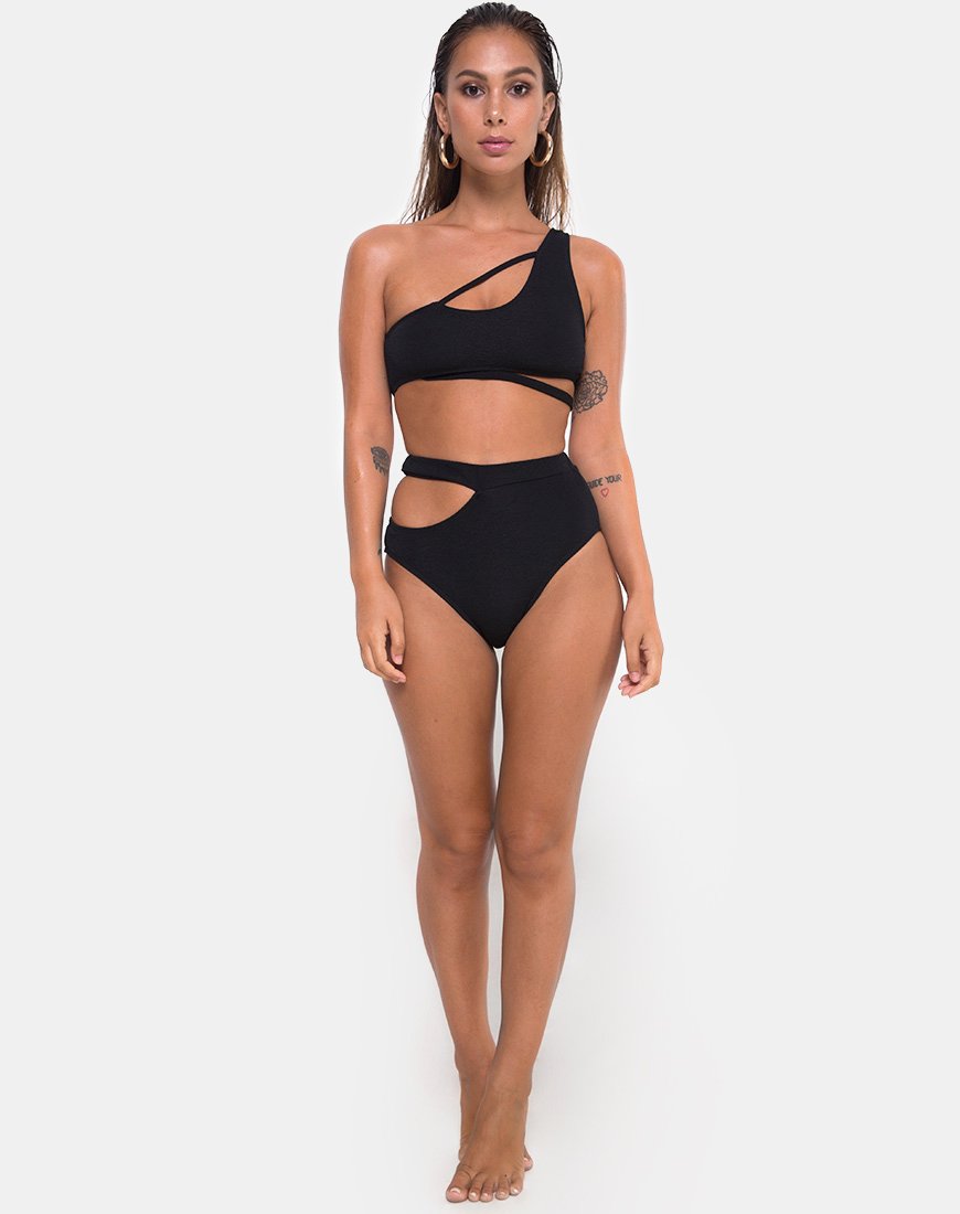 Image of Dreama Bikini-Unterteil aus strukturiertem Schwarz