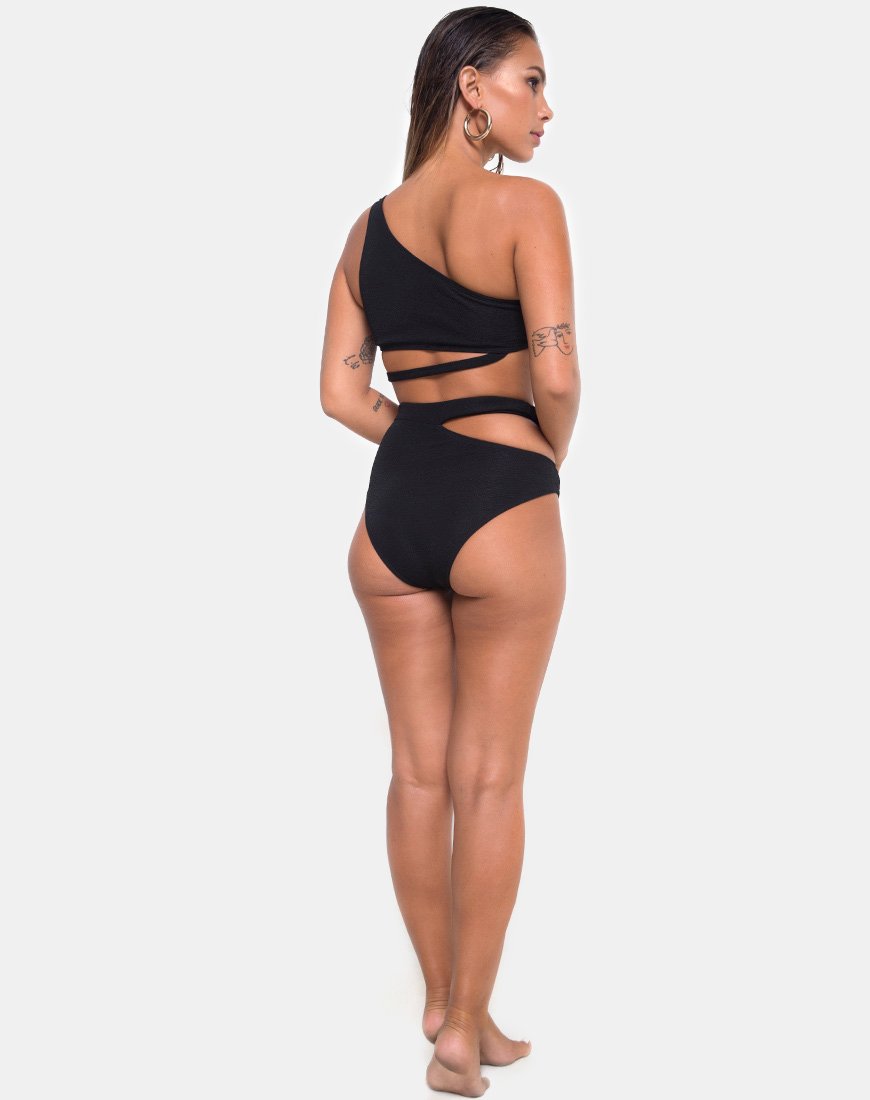 Image of Dreama Bikini-Unterteil aus strukturiertem Schwarz