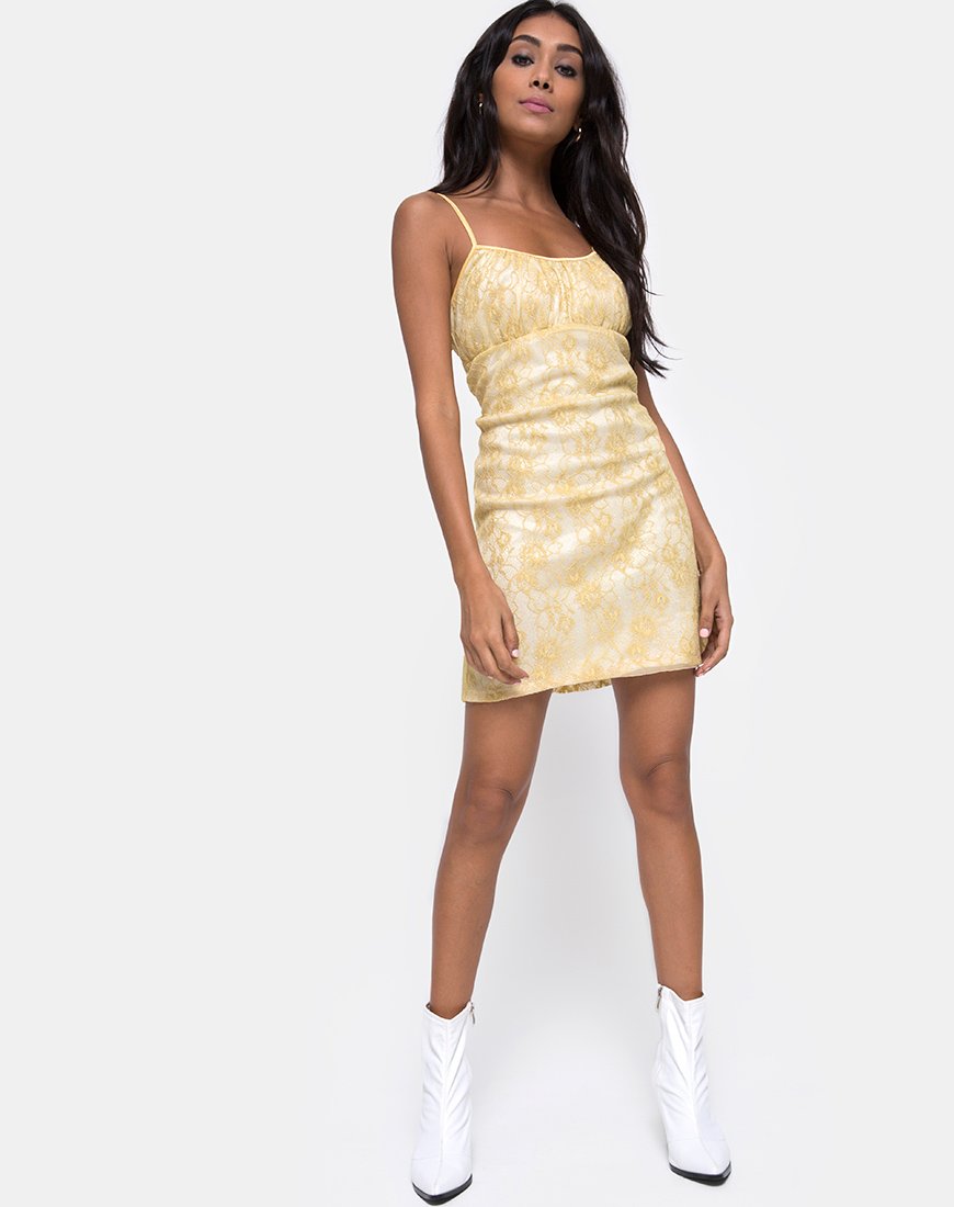 Image of Kula Kleid aus pastellfarbener Spitze Lemon