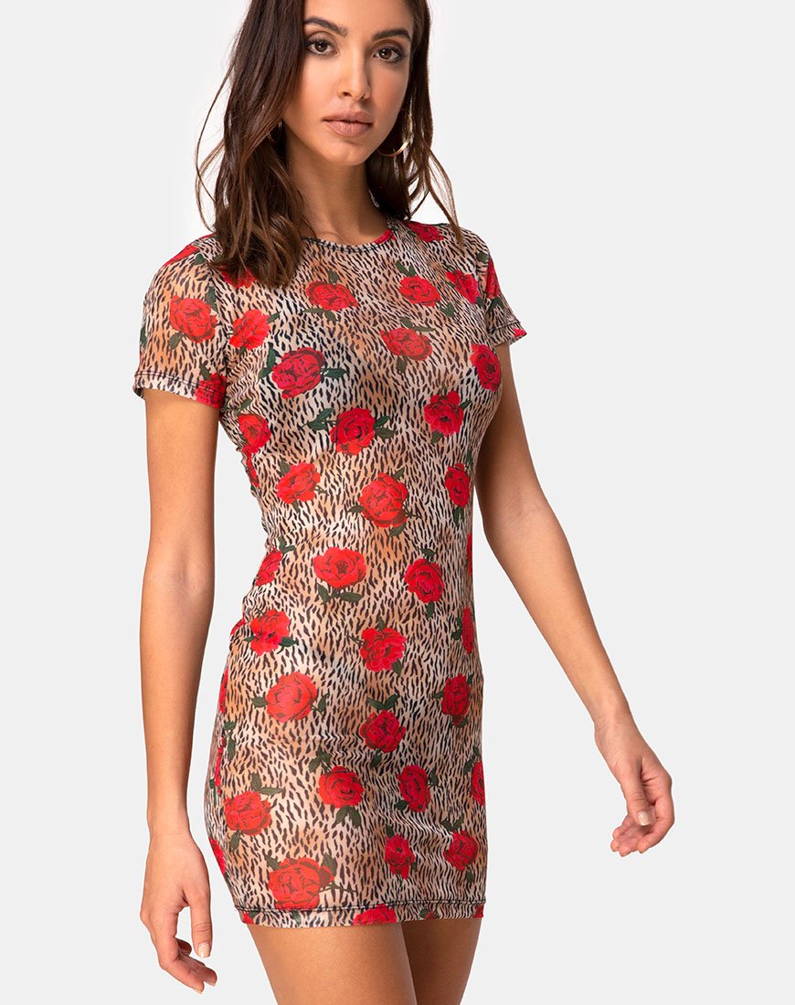Whitney Bodycon Kleid in Tigerrose