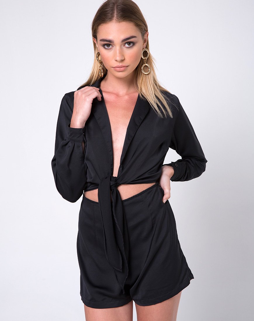 Drille Cutout Playsuit in Schwarz