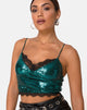 Image of Drilly Top in Teal Mini Pailletten mit schwarzer Spitze