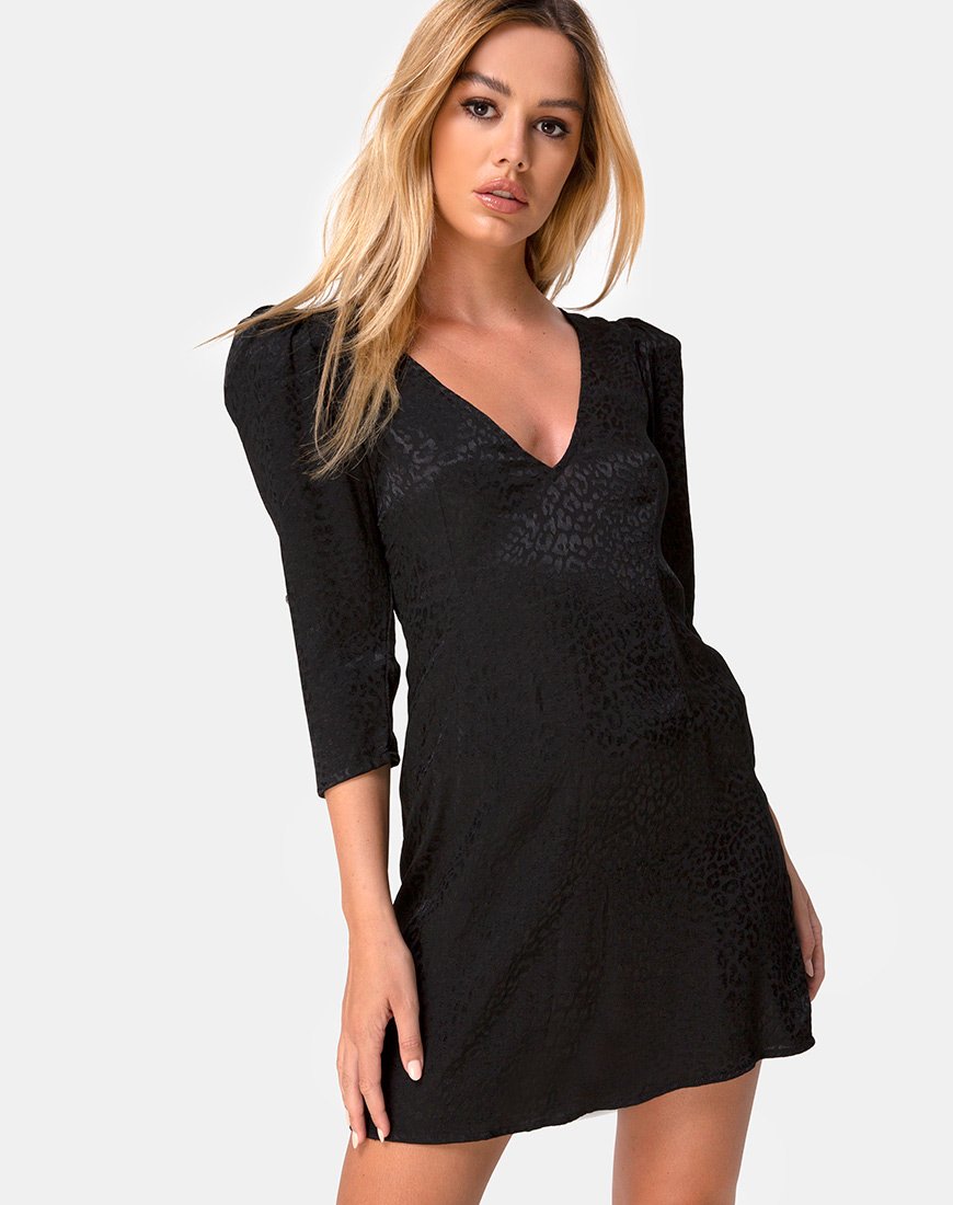 Dumia Kleid aus Satin Gepard Schwarz