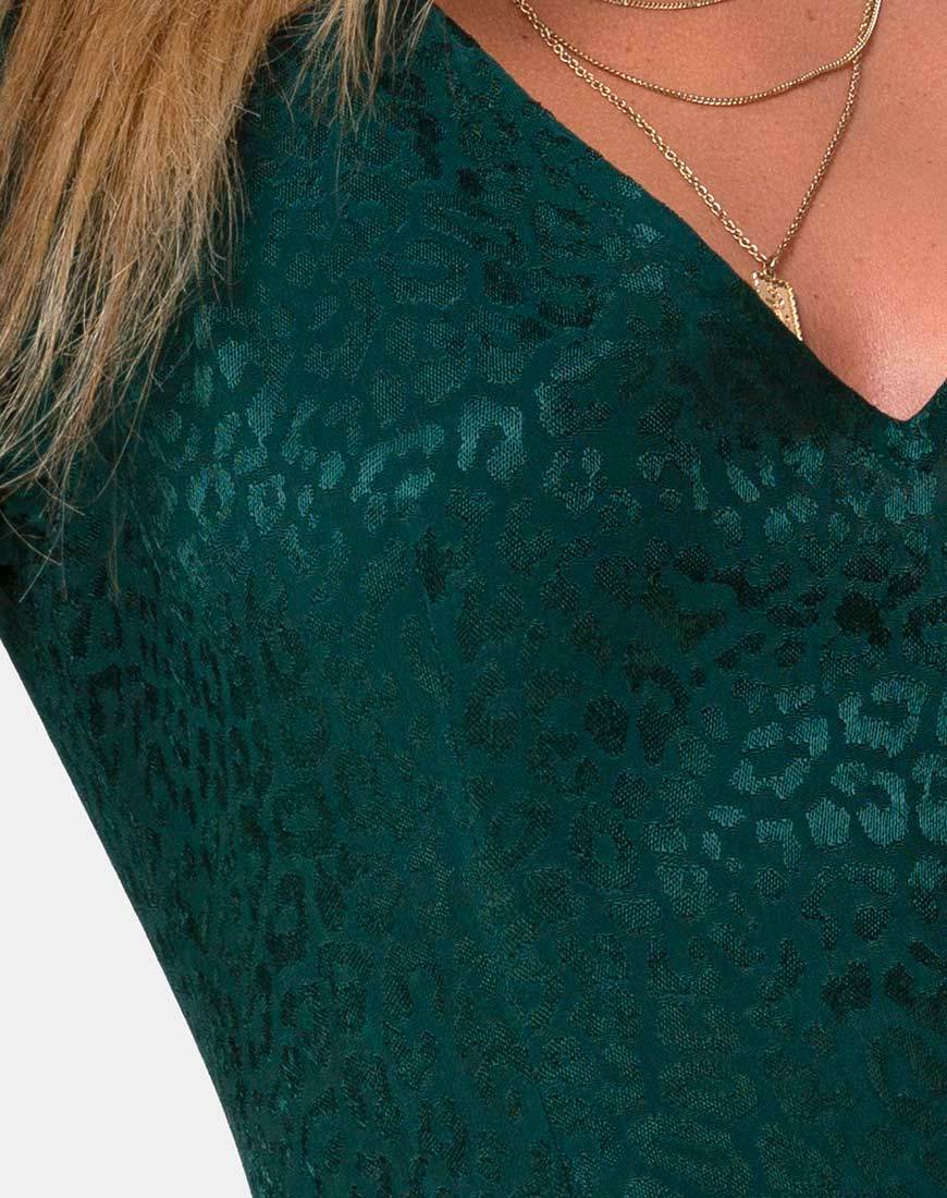 Image of Dumia Minikleid aus Satin Gepard Waldgrün