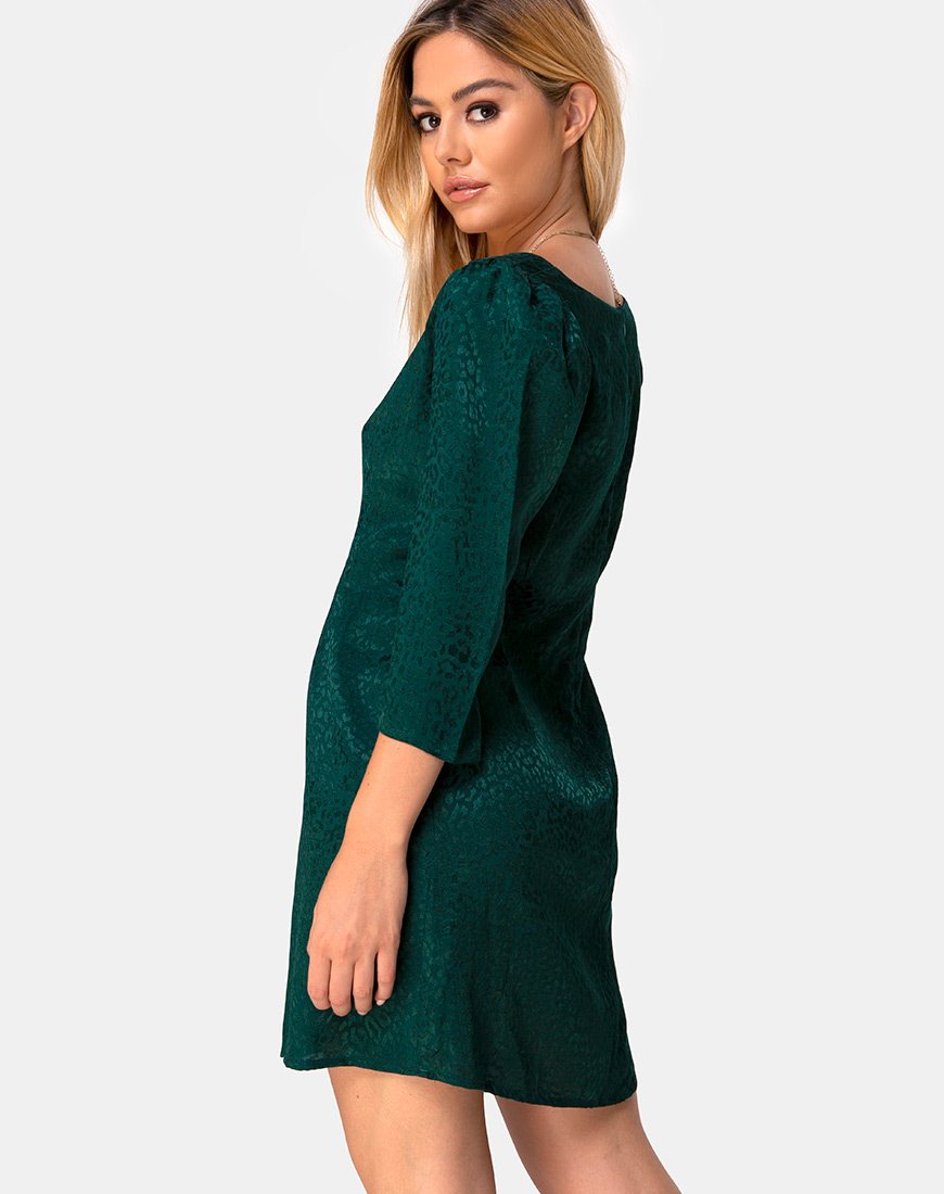 Dumia Minikleid aus Satin Gepard Waldgrün