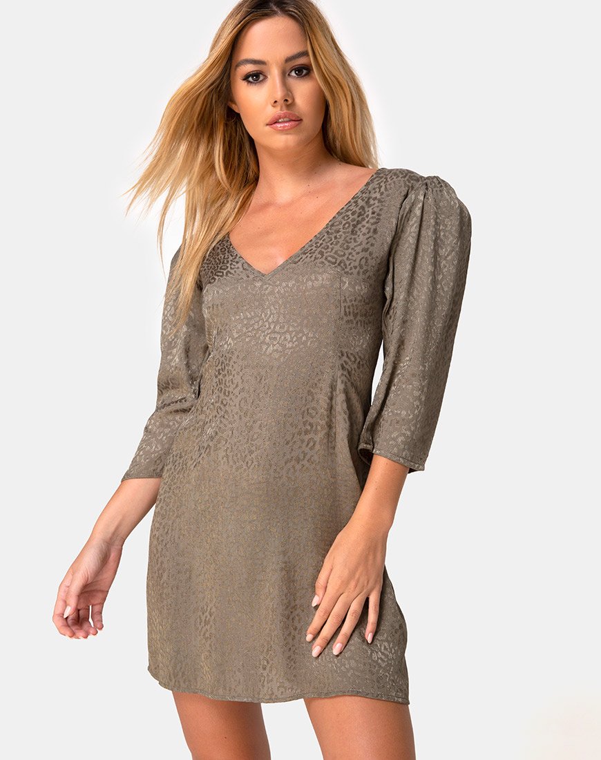 Dumia Minikleid aus Satin Gepard Silber Grau