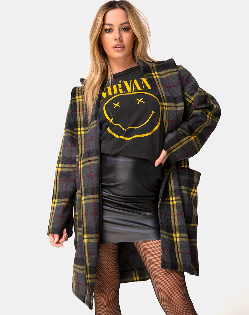 Dusty Coat in Karo Gelb Braun