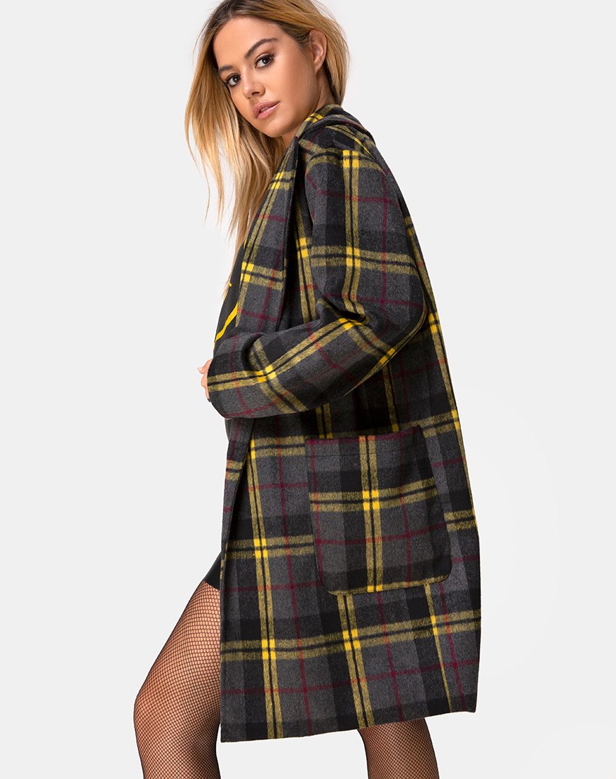 Dusty Coat in Karo Gelb Braun