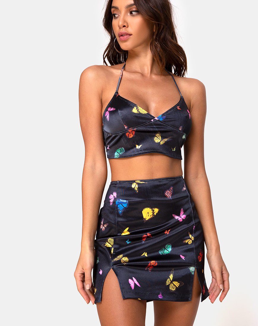 Image of Zida Rock aus Satin Stretch Schwarz Schmetterling