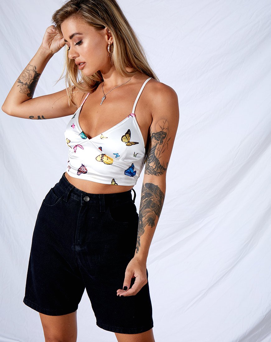 Veila Crop Top in Creme Schmetterling