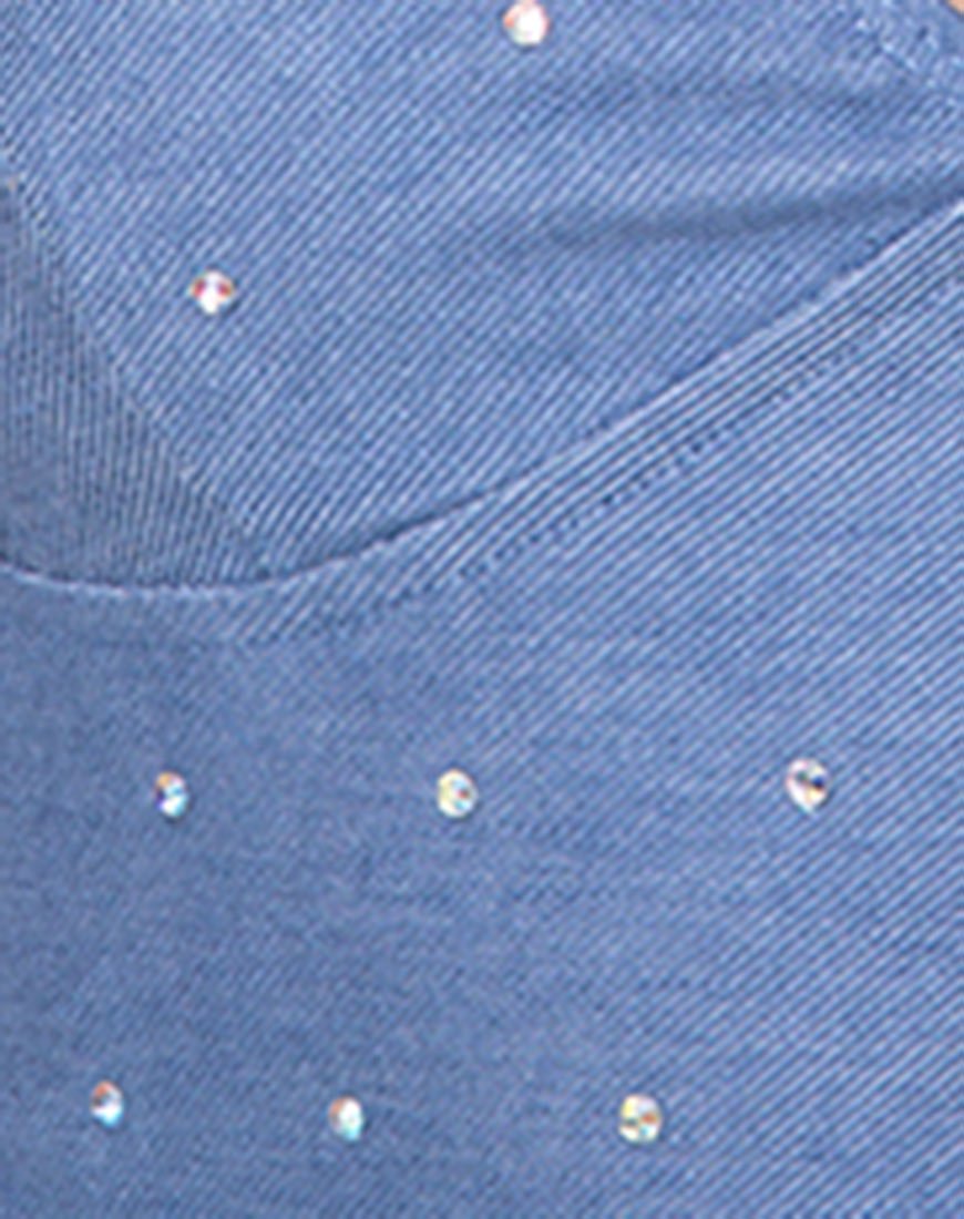 Bild von Dyla Crop Top aus blauem Denim Hot Fix