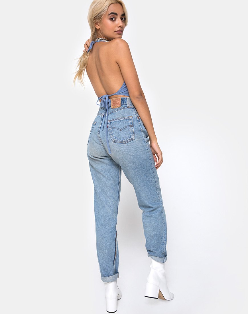 Bild von Dyla Crop Top aus blauem Denim Hot Fix
