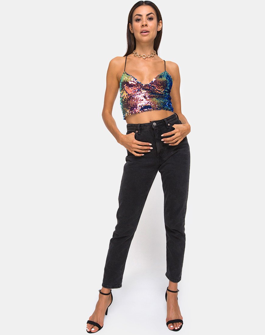 Bild von Dyrilla Cropped Bralet aus Drachenfrucht-Pailletten