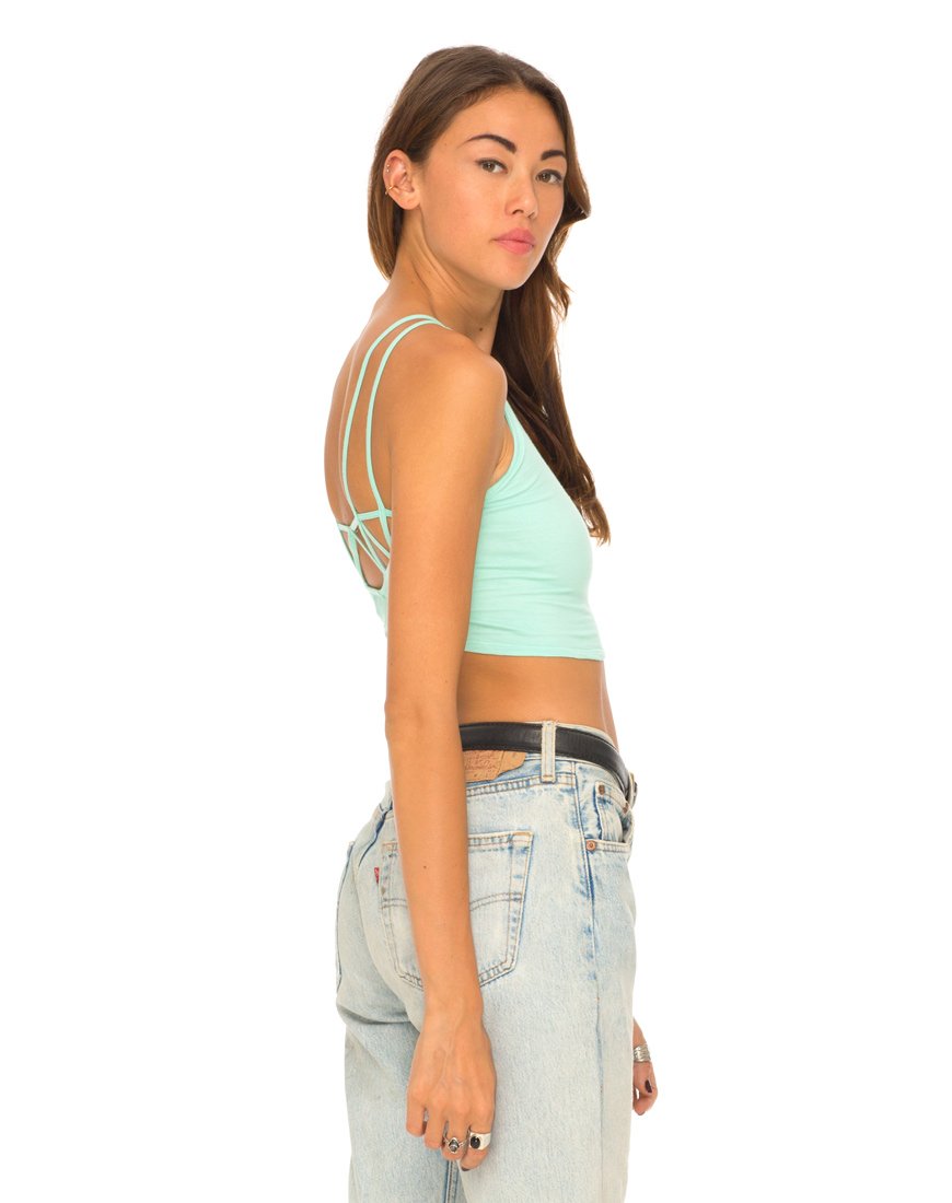 Motel Early Riemchen-Crop-Top in Mint