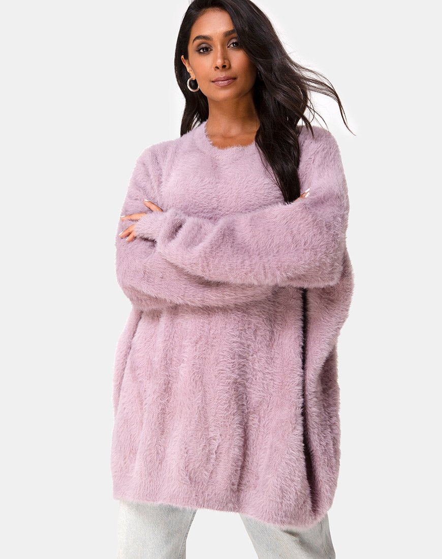 Edgen Pullover in Mauve gestrickt