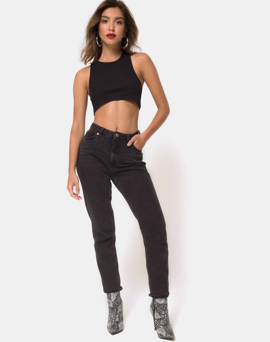 Image of Edina Crop Top in Rippe Schwarz