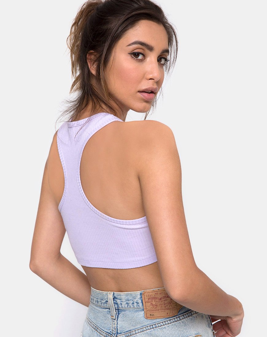Edina Crop Top Rippe Flieder