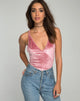 Image of Eikin tief ausgeschnittenes Mieder aus Samt Blush