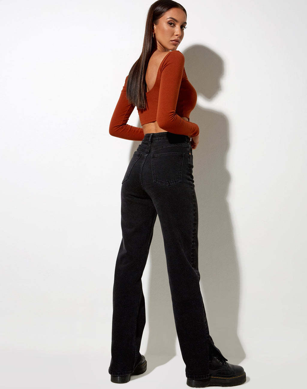 Elcaca Crop Top aus Rippe Bombay Brown