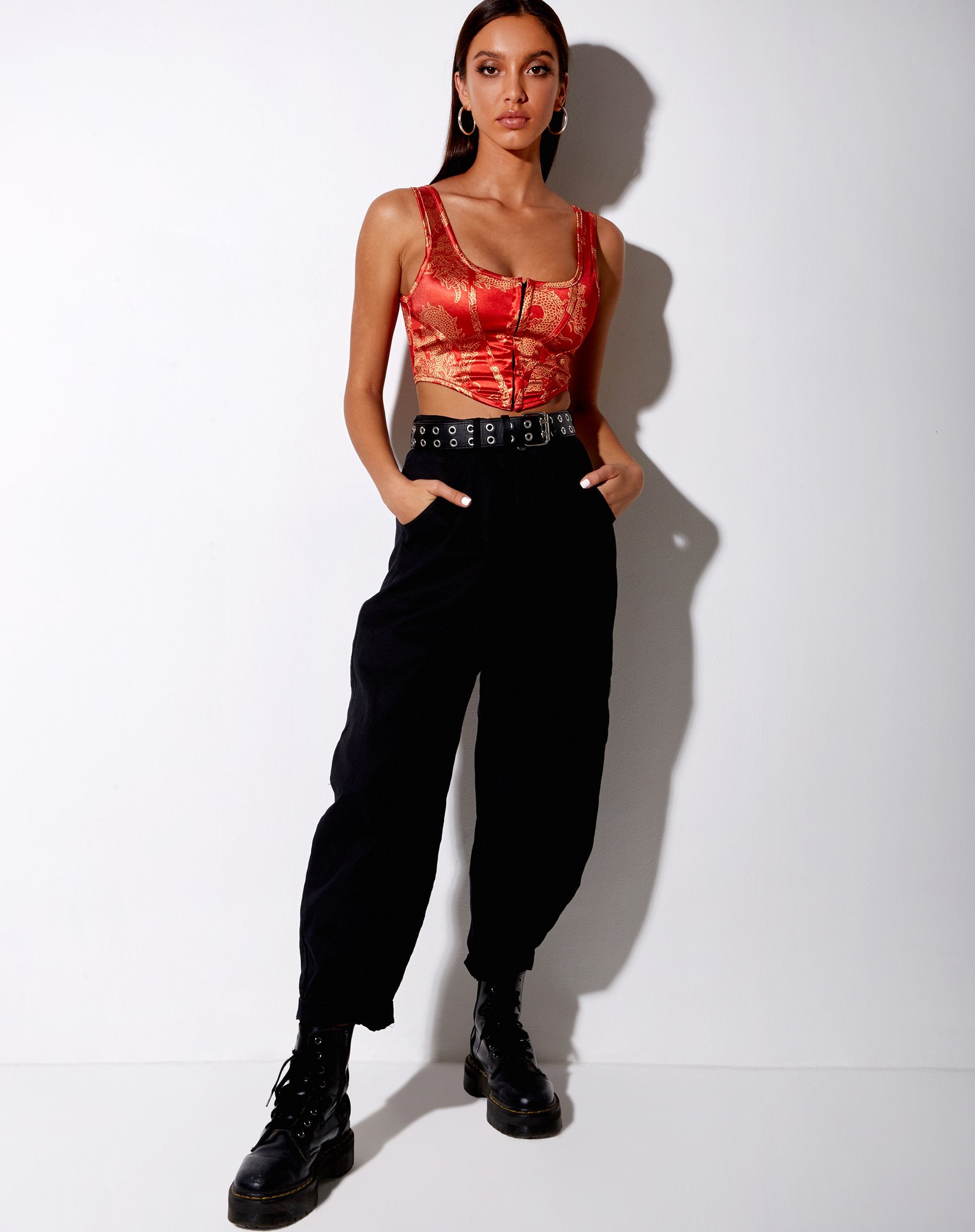 Bild von Elci Korsett Top in Drachenblume Rot Gold