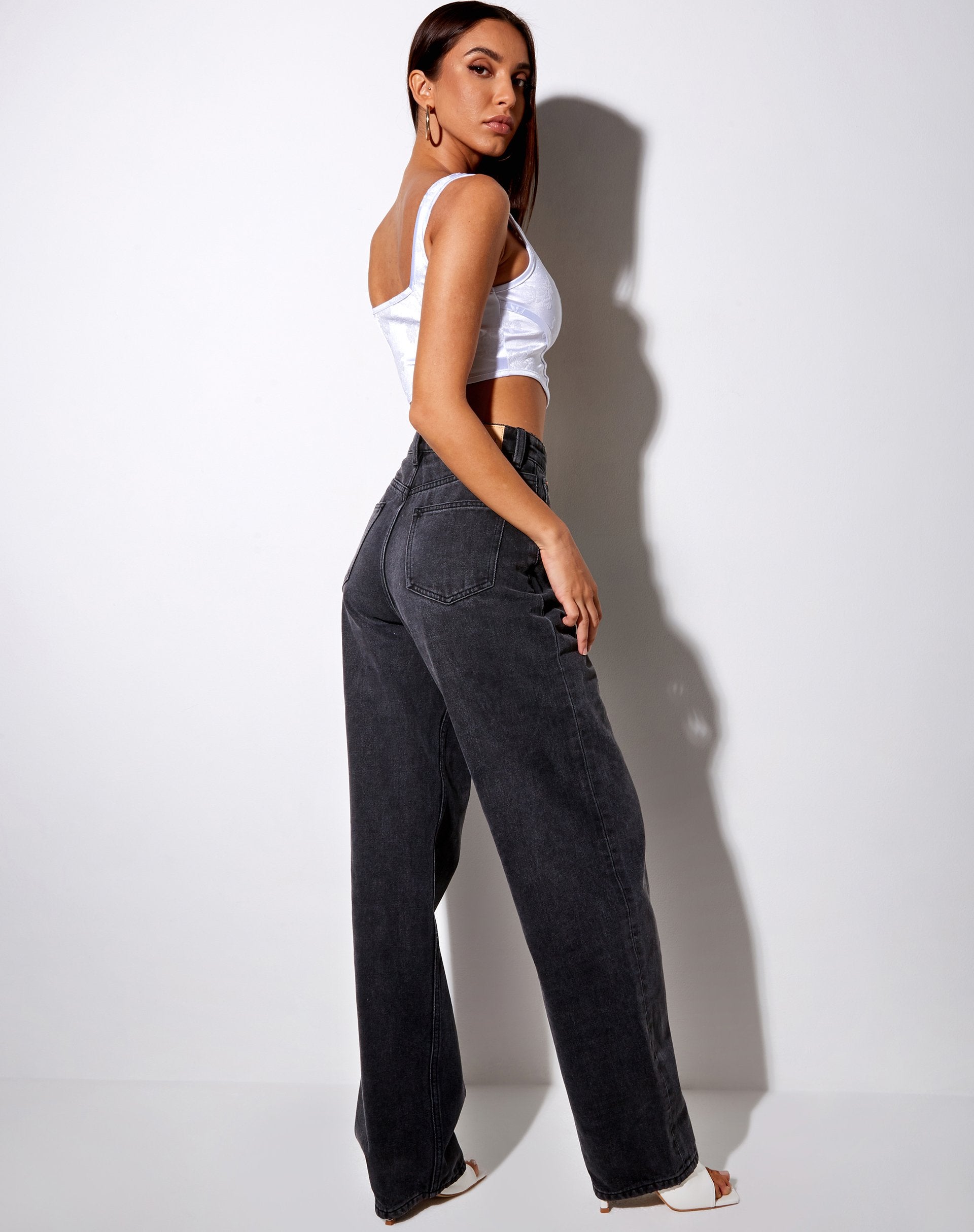 Bild von Elci Korsett-Top in Weiß Tonal Floral Beflockung