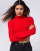 Bild von Elena Crop Top aus Rippenstrick Rot