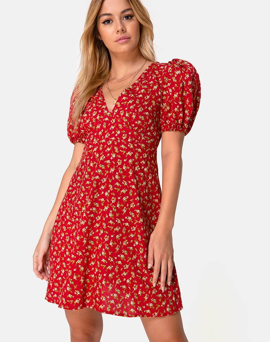 Bild von Elfira Kleid in Falling for You Floral Rot