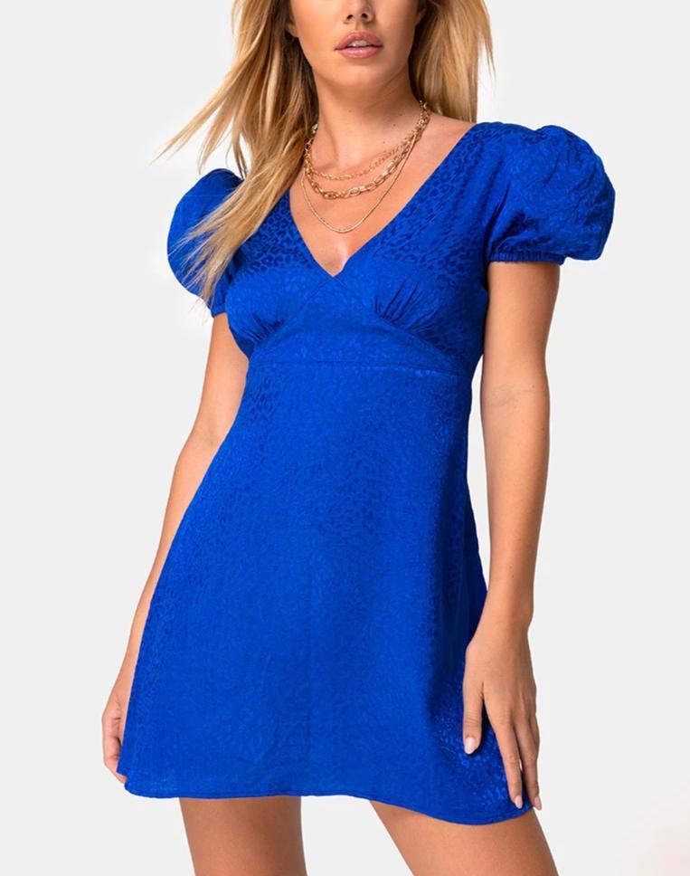 Elfy Minikleid aus Satin Gepard Königsblau