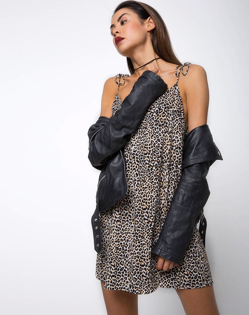 Elgia Slip Dress in Rar Leopard Braun