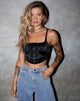 Bild von Elicia Crop Top in Schwarz Rose Flock
