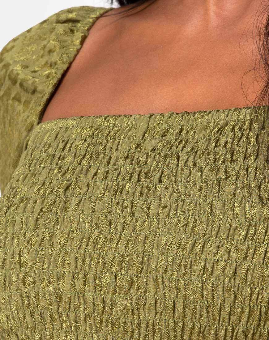 Image of Elina Top aus Satin Cheetah Khaki