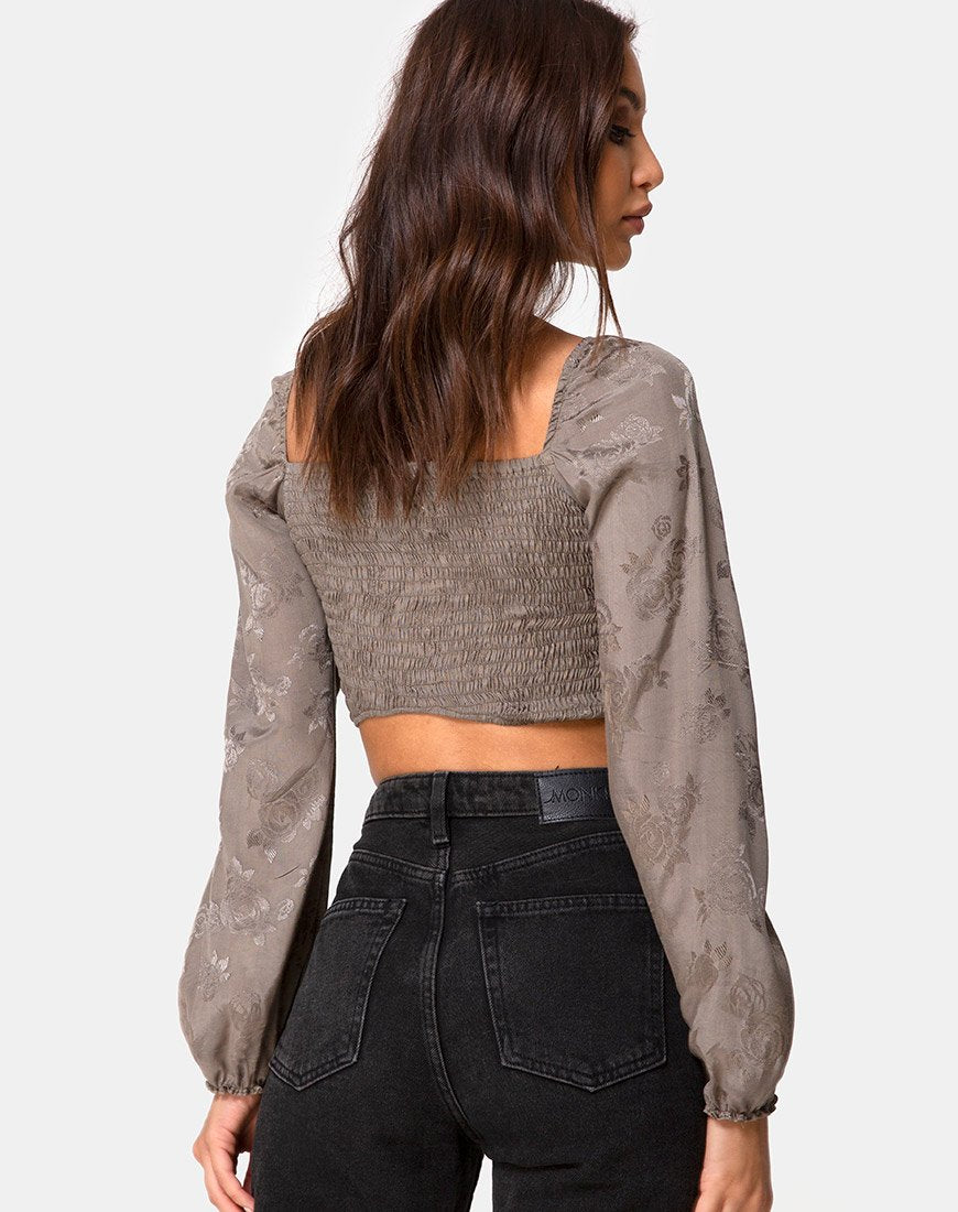 Elina Top aus Satin Rose Silber Grau