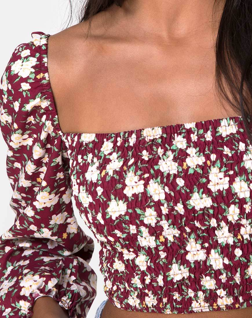 Bild von Elina Crop Top in Wild Fleur Maroon