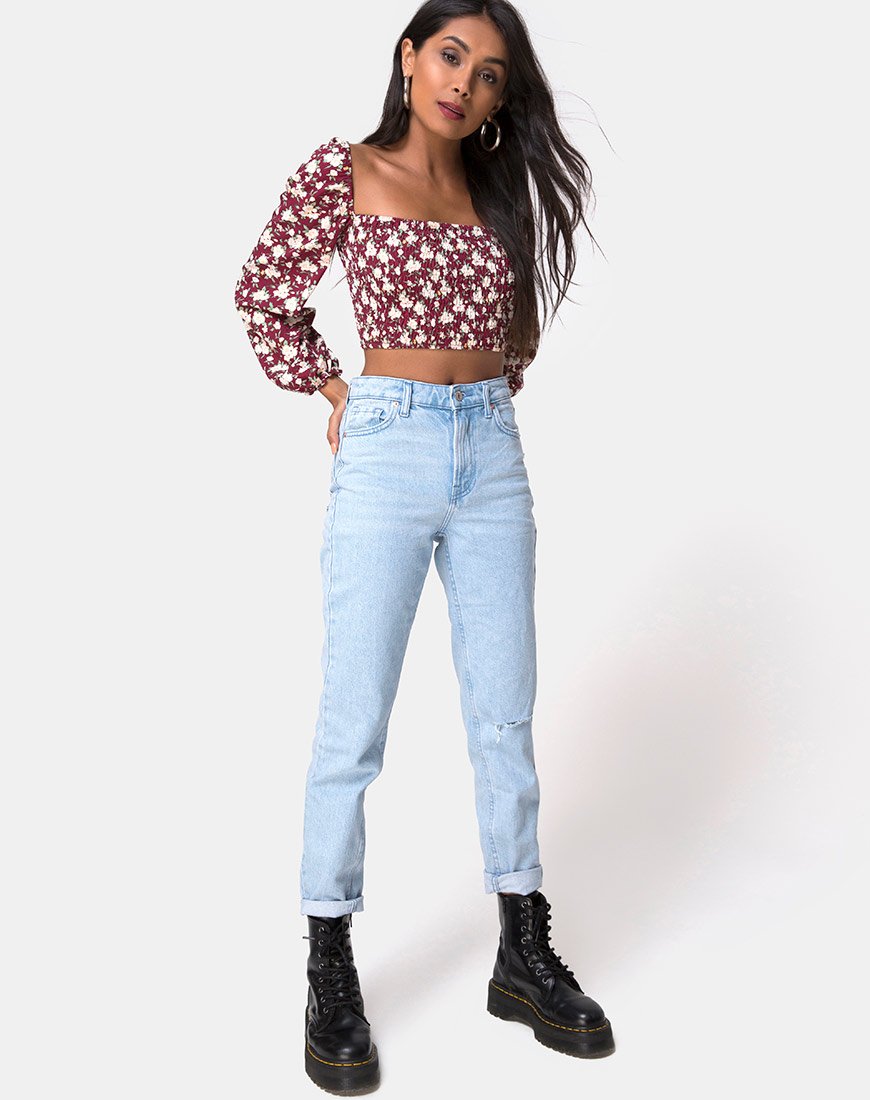 Bild von Elina Crop Top in Wild Fleur Maroon