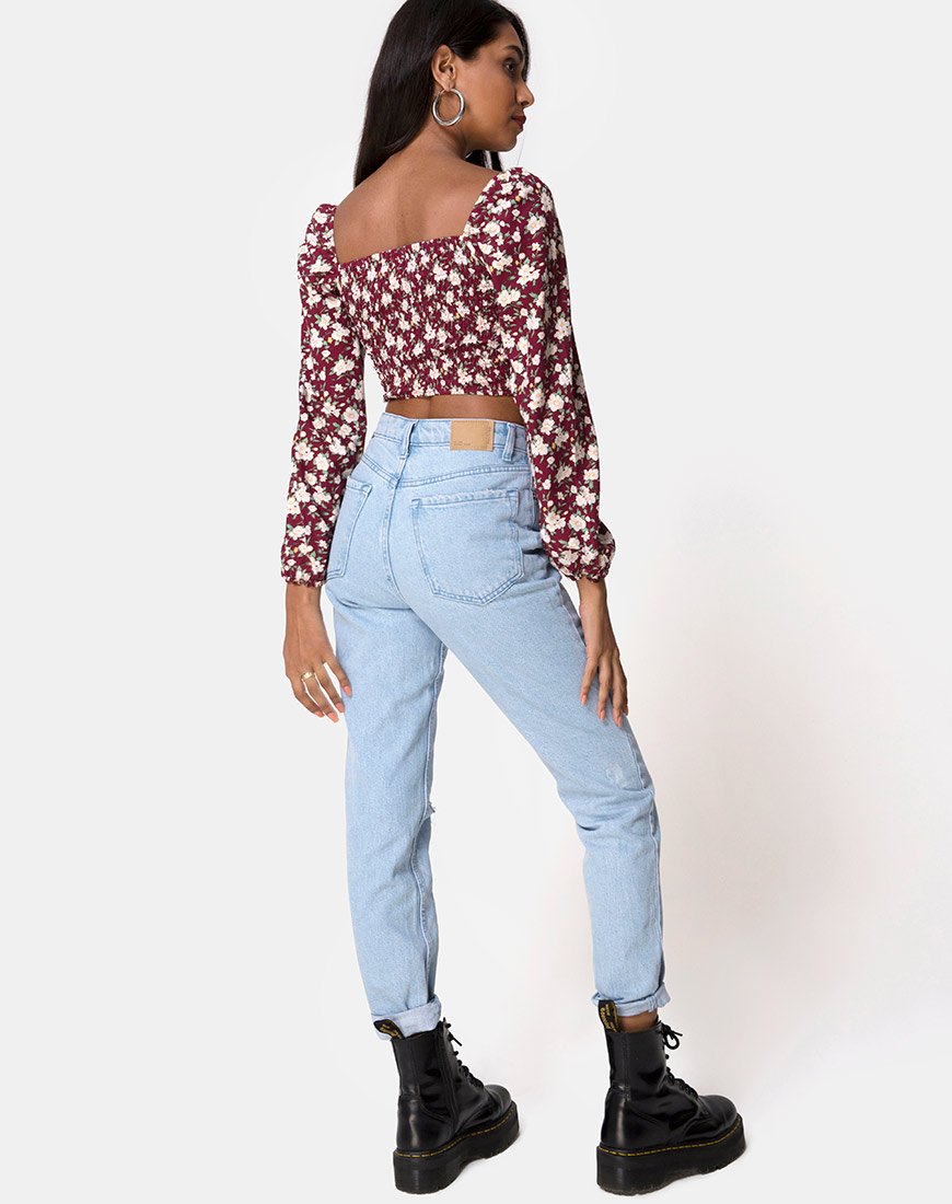 Bild von Elina Crop Top in Wild Fleur Maroon