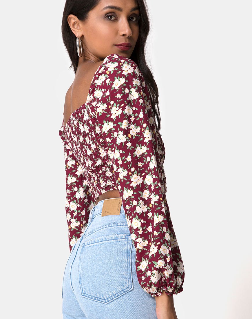 Bild von Elina Crop Top in Wild Fleur Maroon