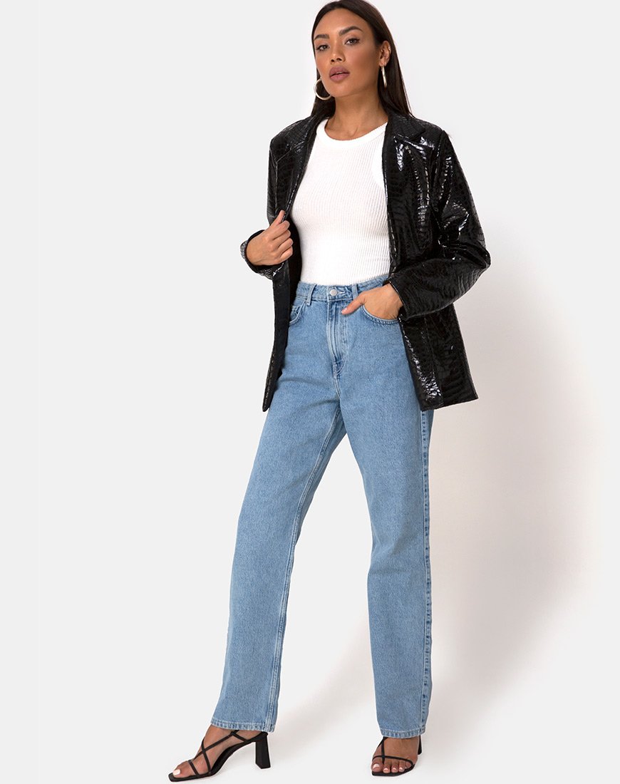 Bild von Elize Blazer aus Croc PU Schwarz