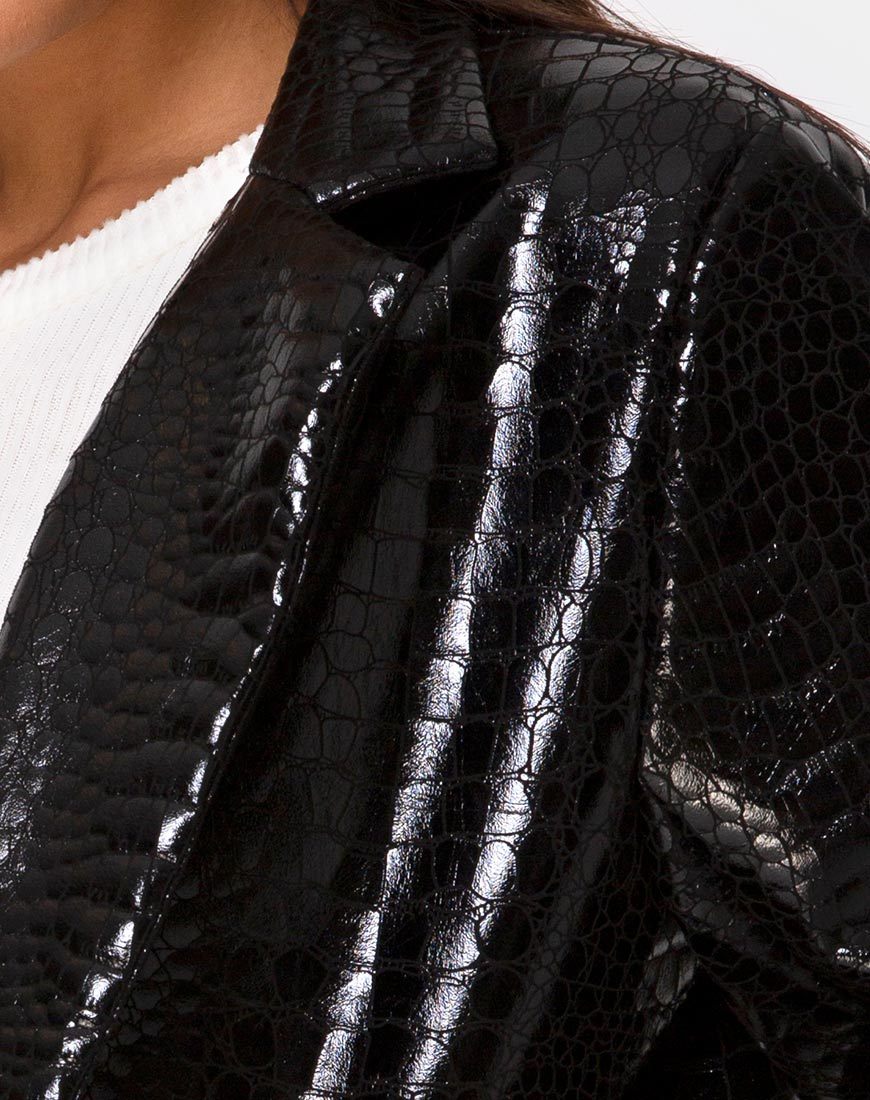 Bild von Elize Blazer aus Croc PU Schwarz