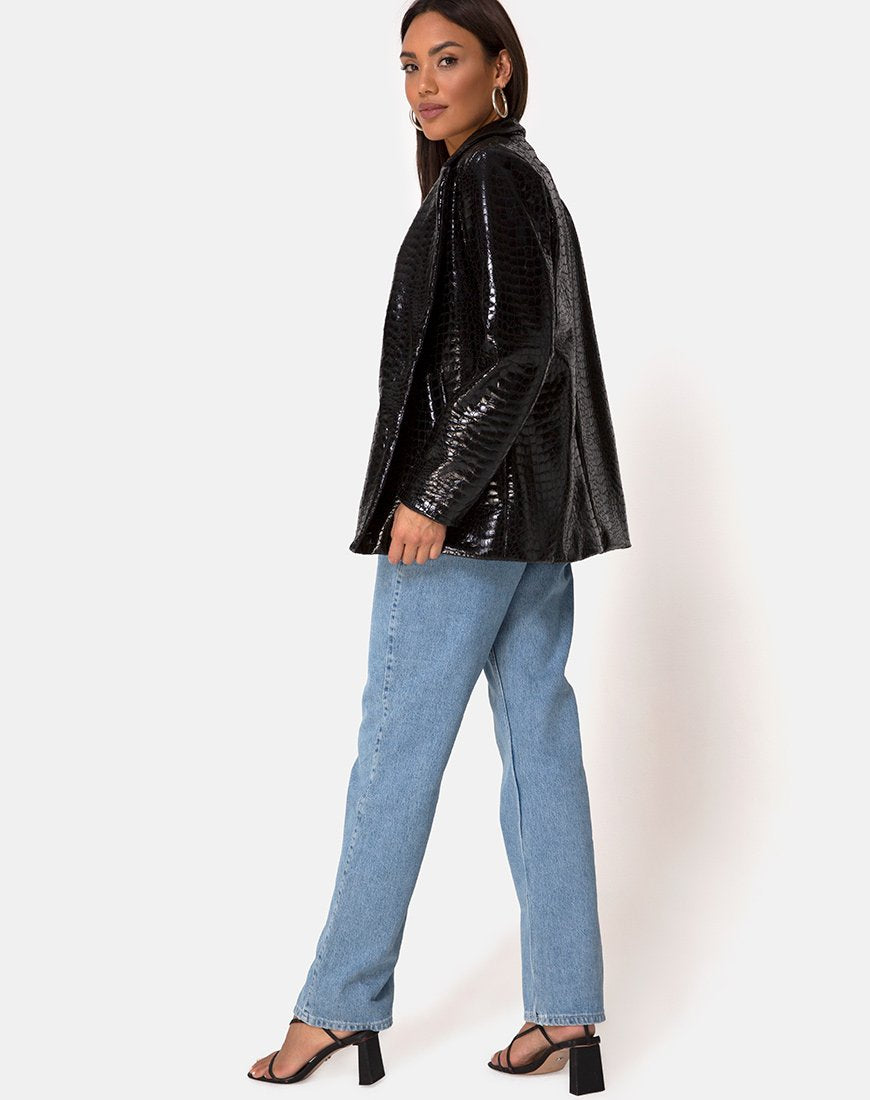 Bild von Elize Blazer aus Croc PU Schwarz