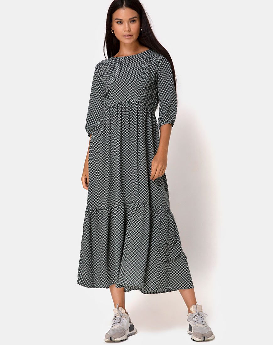 Ellery Maxikleid in Check it Out Grün