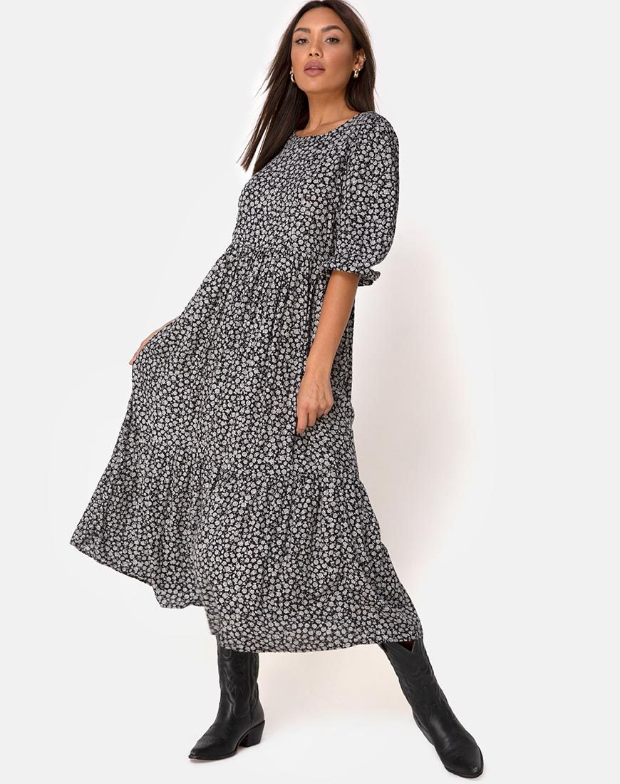 Ellery Kleid in Ditsy Rose Schwarz